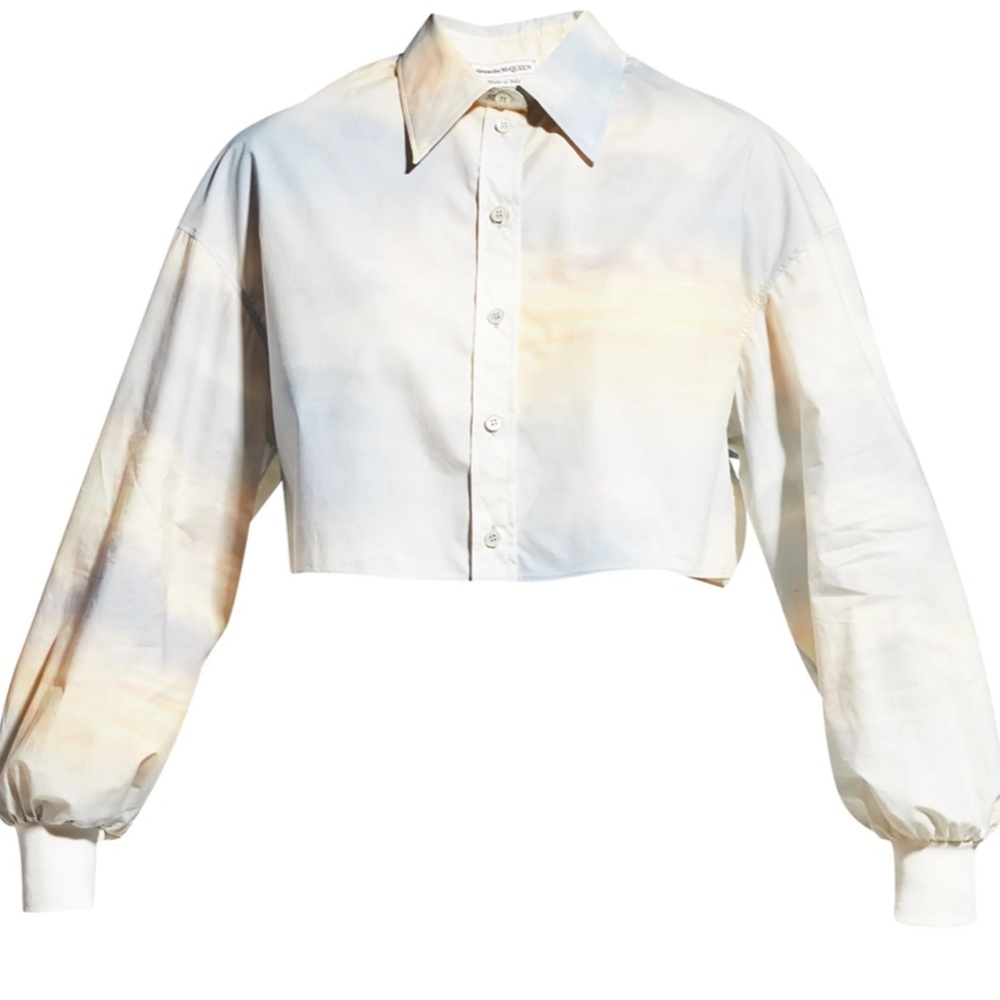 Alexander McQueen Cloud-Print Cocoon Crop Top